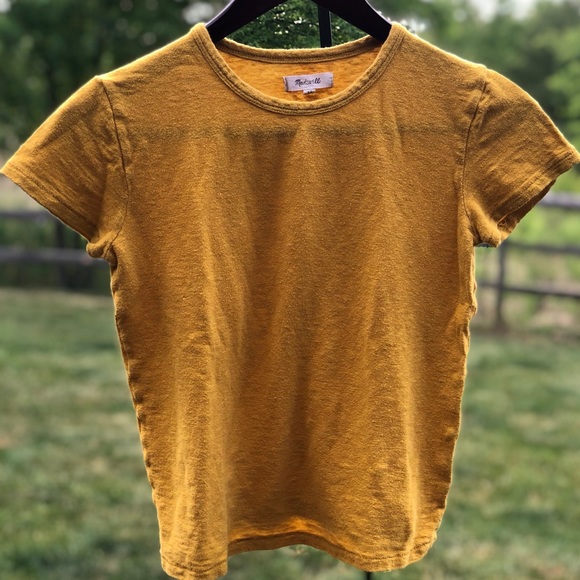 Madewell Crop Tee, Gold/Yellow, Size XS - Picture 1 of 5